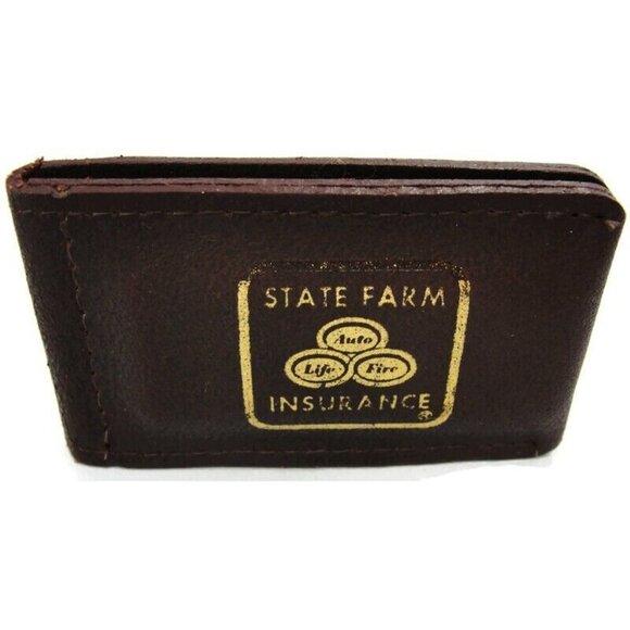 Vintage Leather Money Clip Sate Farm Insurance Men Wallet ID Credit Card Holder - Picture 8 of 8